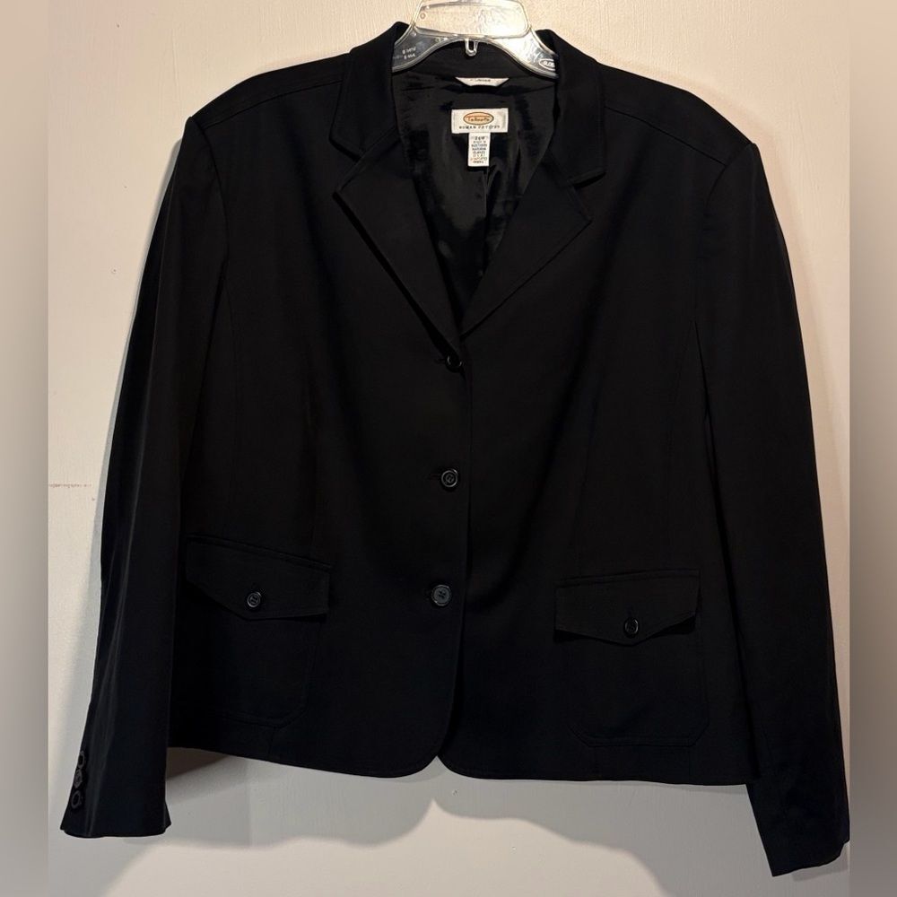 Talbots Woman Petites- Black Stretch 3 Button Blazer Shoulder Pads- Size 24W